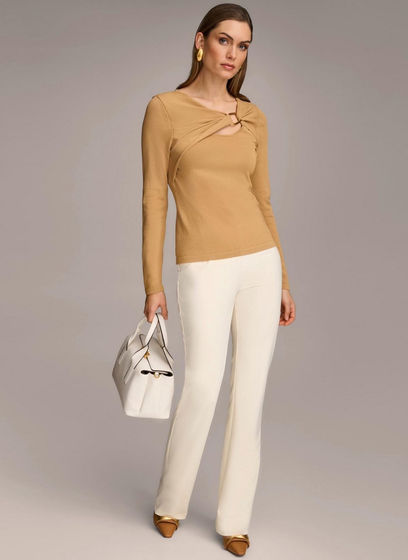 Donna Karan Buckle Hardware Sweaters and Tops Brown | USA_DK80331