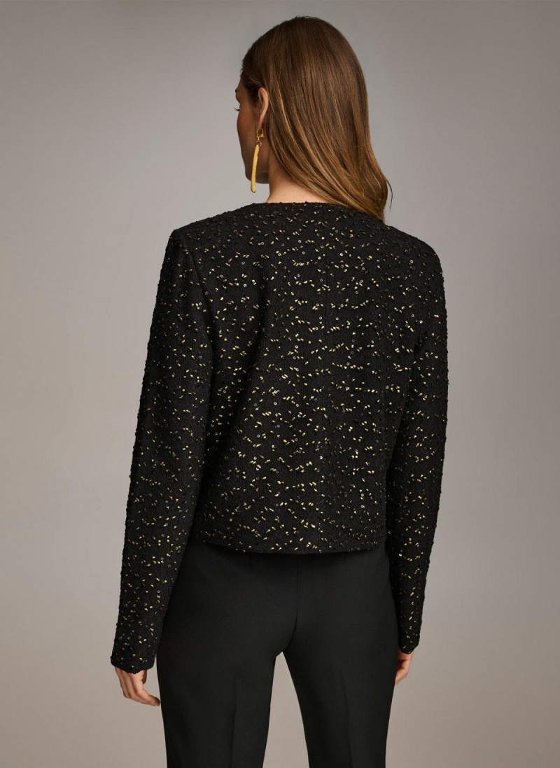 Donna Karan Foil Popcorn Jacket Black | USA_DK53541