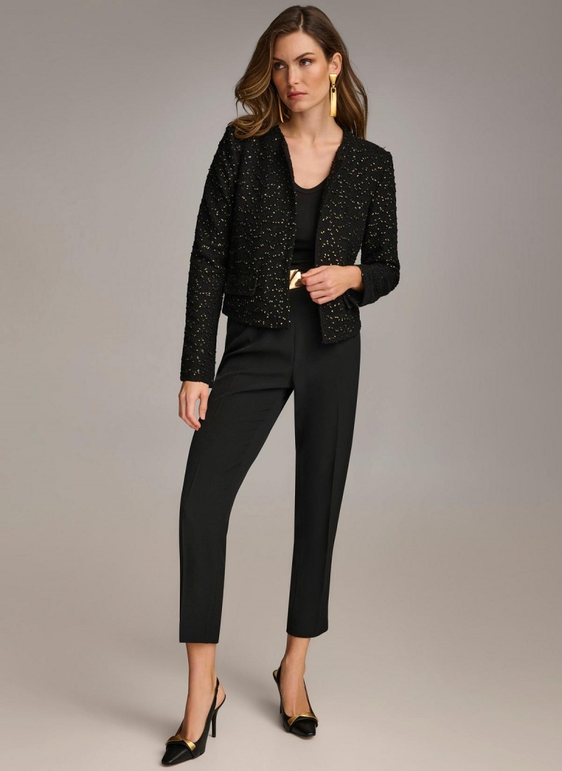 Donna Karan Foil Popcorn Jacket Black | USA_DK53541