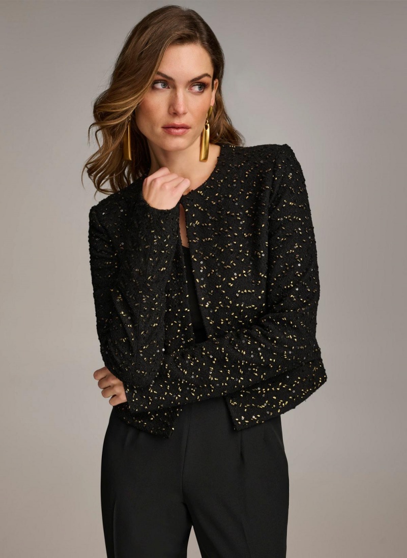 Donna Karan Foil Popcorn Jacket Black | USA_DK53541