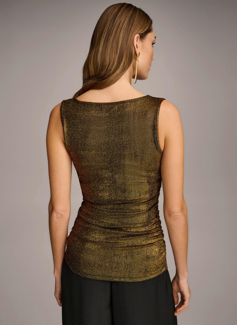 Donna Karan Metallic Tank Sweaters and Tops Black | USA_DK11290