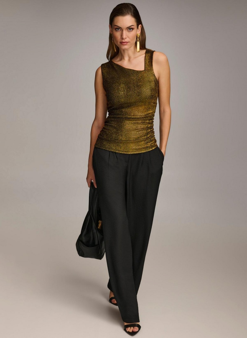 Donna Karan Metallic Tank Sweaters and Tops Black | USA_DK11290