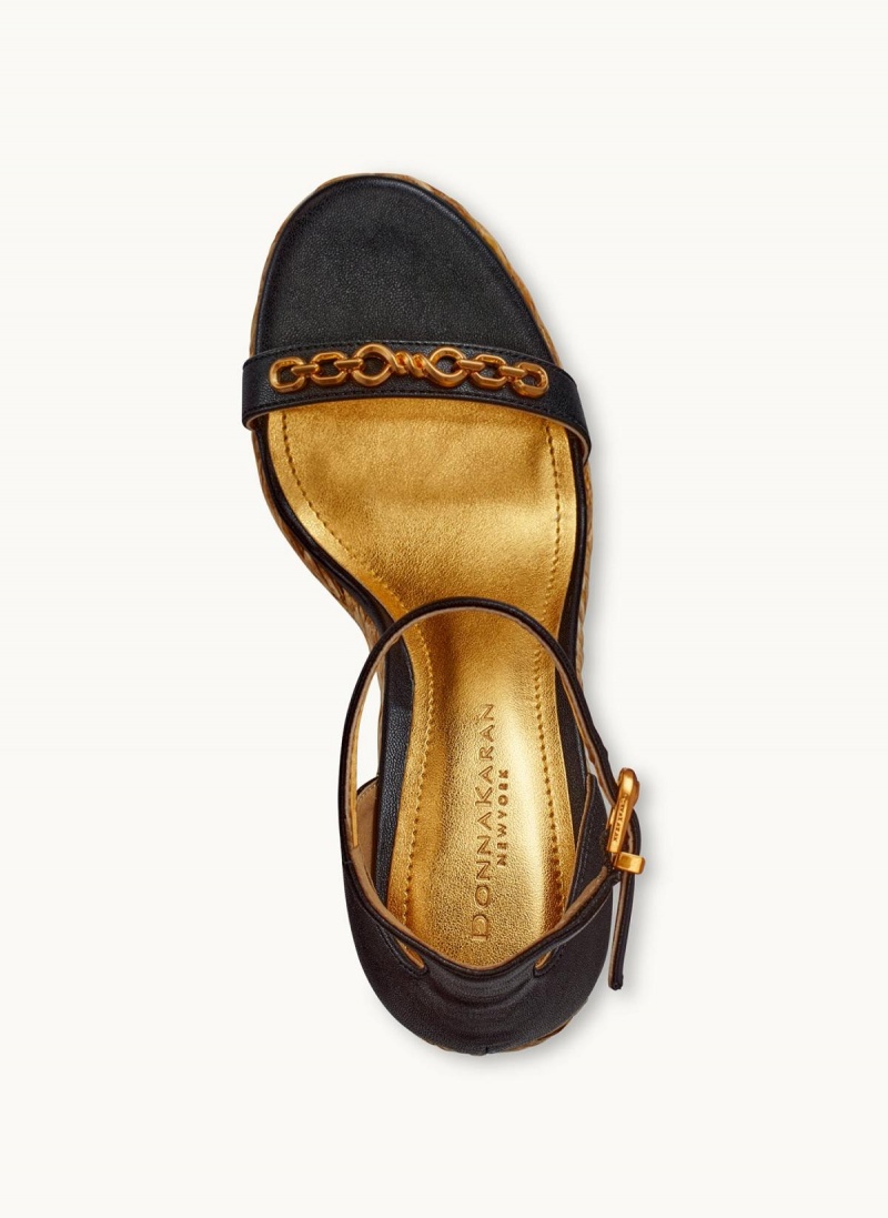 Donna Karan Yulissa Ankle Strap Espadrille Sandals Black | USA_DK23702